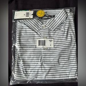 RLX Ralph Lauren Grey w/ White Stripe Performance SS Polo